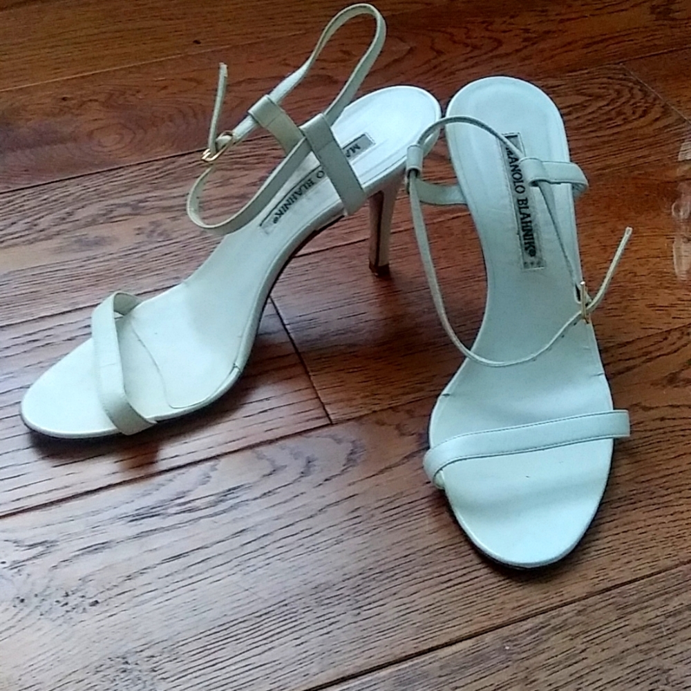 Manolo Blahnik white sandals 37.5 - Picture 1 of 7